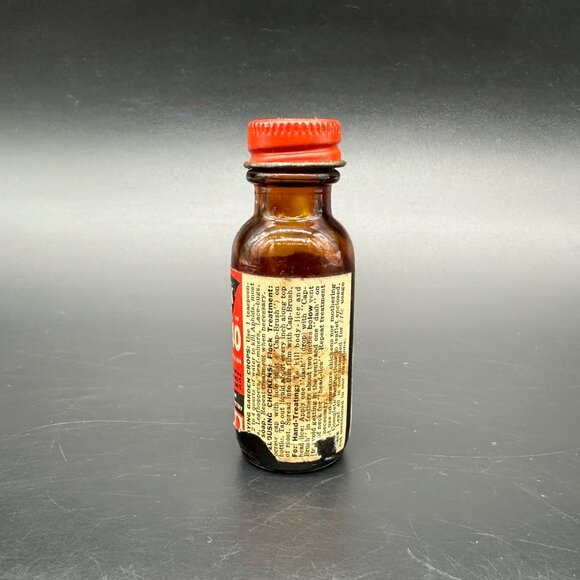 Vintage Advertising Mid Century Red Black Leaf EMPTY Glass Bottle Decor - Picture 2 of 8